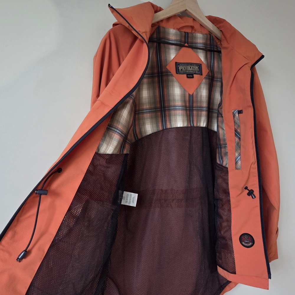 Pendleton Paradise Mini Ripstop Orange Anorak Jacket Packable Hood Womens Med. - Picture 3 of 14